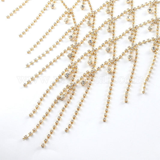 Crystal Gold Rhinestone Jewelry for Cub, Rave & Festivals Body Chain Top