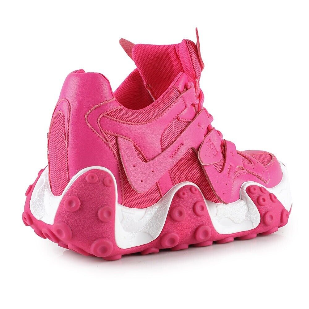 Anthony Wang Hot Pink Tentacle Hidden Wedge Platform Womens Sneakers