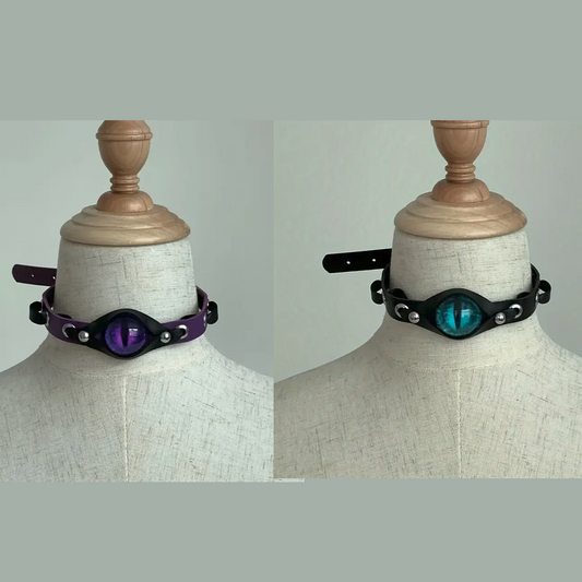 Wicked Silk Emo Cosplay Dragon Eye Faux Leather Choker