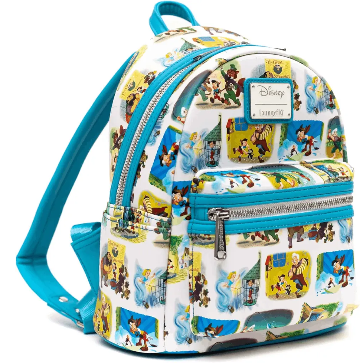 Loungefly Disney Pinocchio Little Golden Book Scenes AOP Backpack + Wallet SET