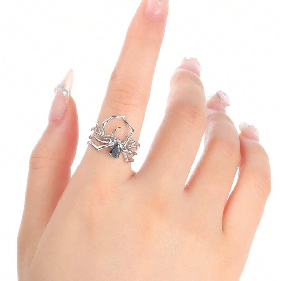 Wicked Silk Women's Gothic Silver Arachnid Spider Ring