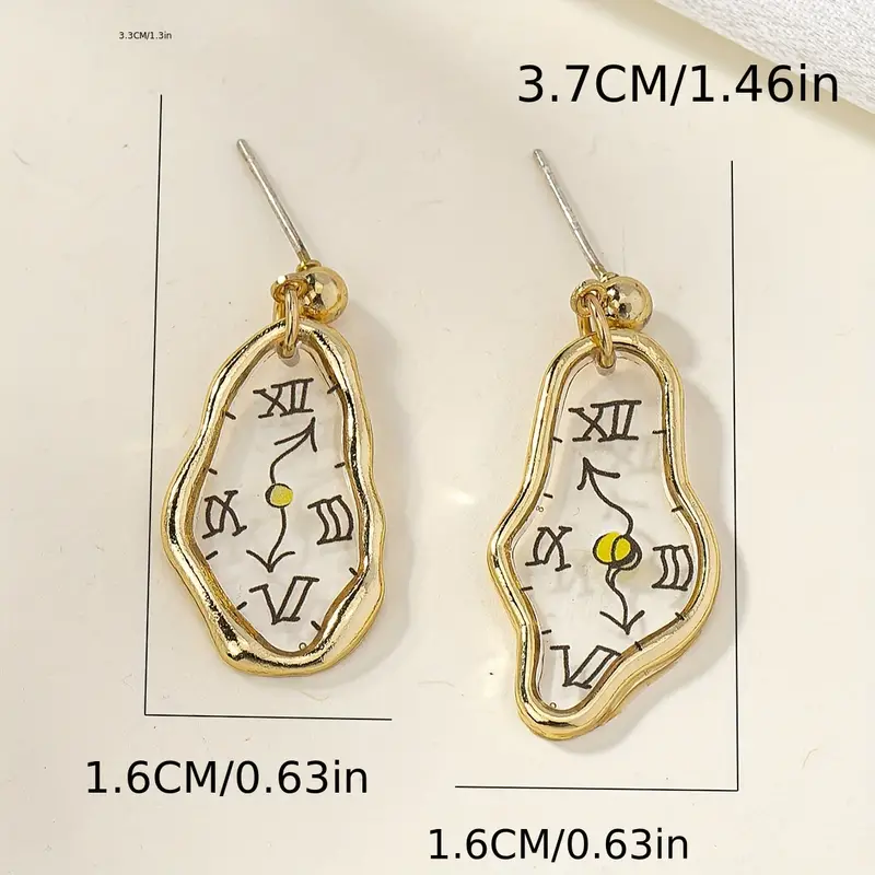 Melting Clock Artistic Chic Painting Light weight Earring