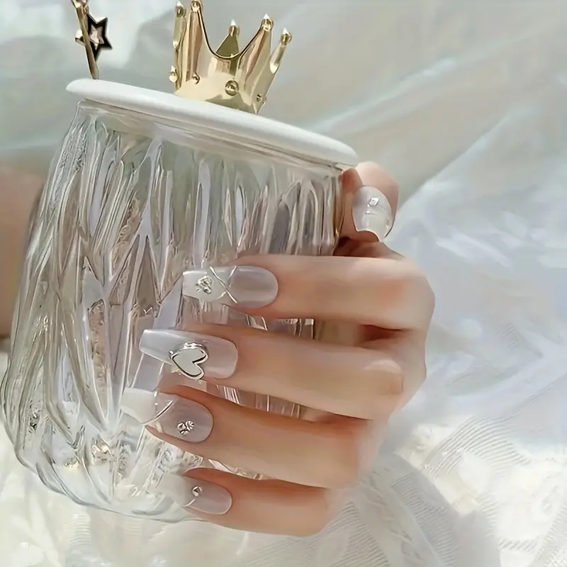 10PCS Y2K Ballet Coffin Cute Demure Pastel Press on Nails, Medium Length