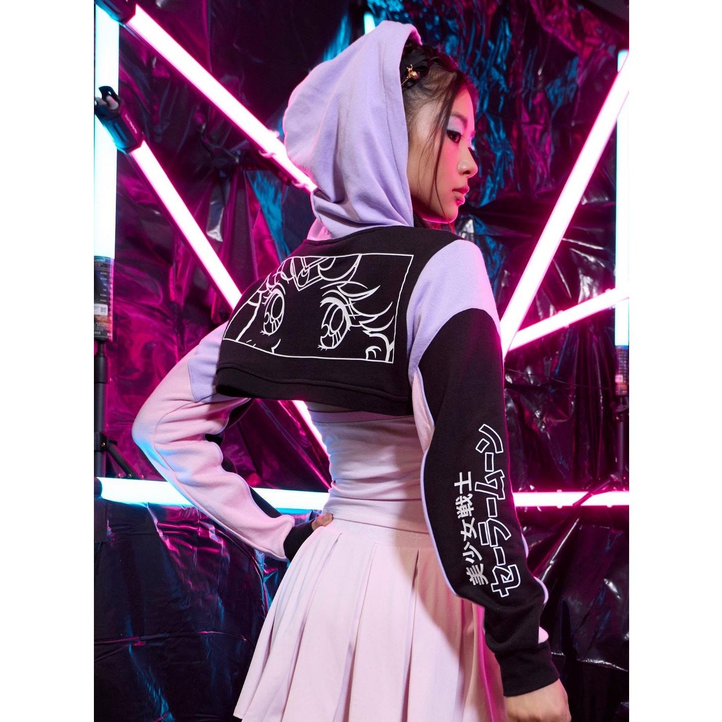 OFFICIAL Sailor moon Pretty Guardian Pink * Black Cropped Hoodie Shrug