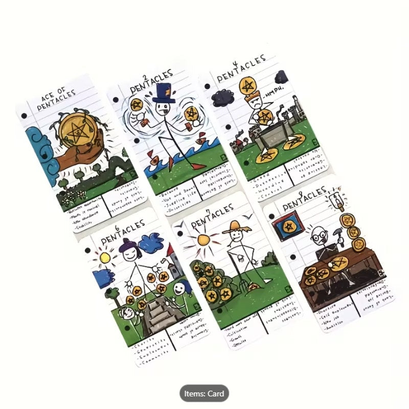 Doodle Tarot Deck for Beginners – Illustrated Study Cards with Meanings