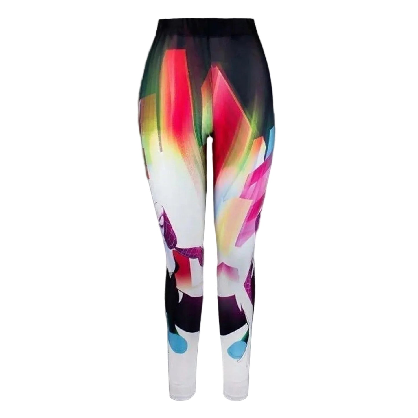 Marvel Spiderman SpiderGwen, Gwen Stacy Rainbow Geometric Spiderwoman Leggings
