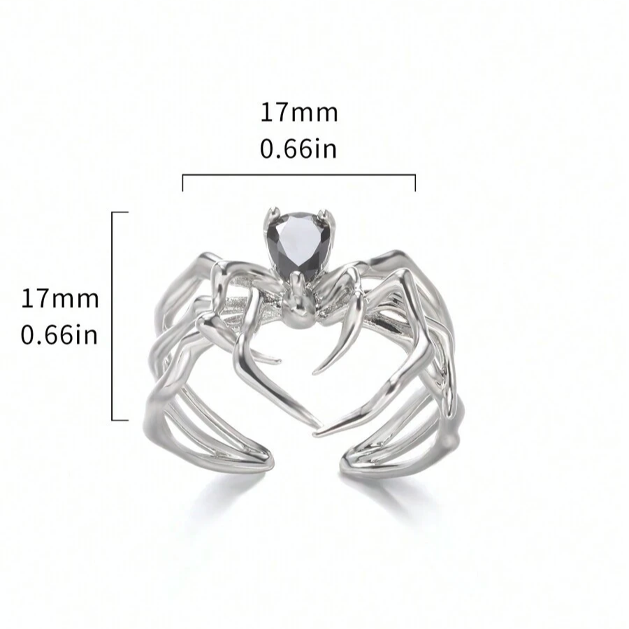 Wicked Silk Women's Gothic Silver Arachnid Spider Ring