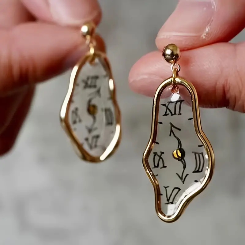 Melting Clock Artistic Chic Painting Light weight Earring