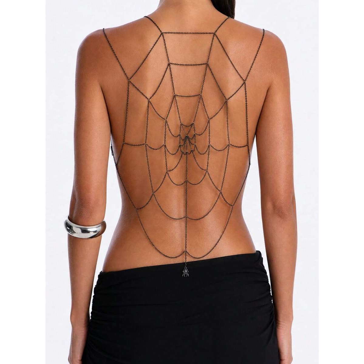 Gothic Goth Halloween Black Spider Web Back Chain Harness Body Jewelry