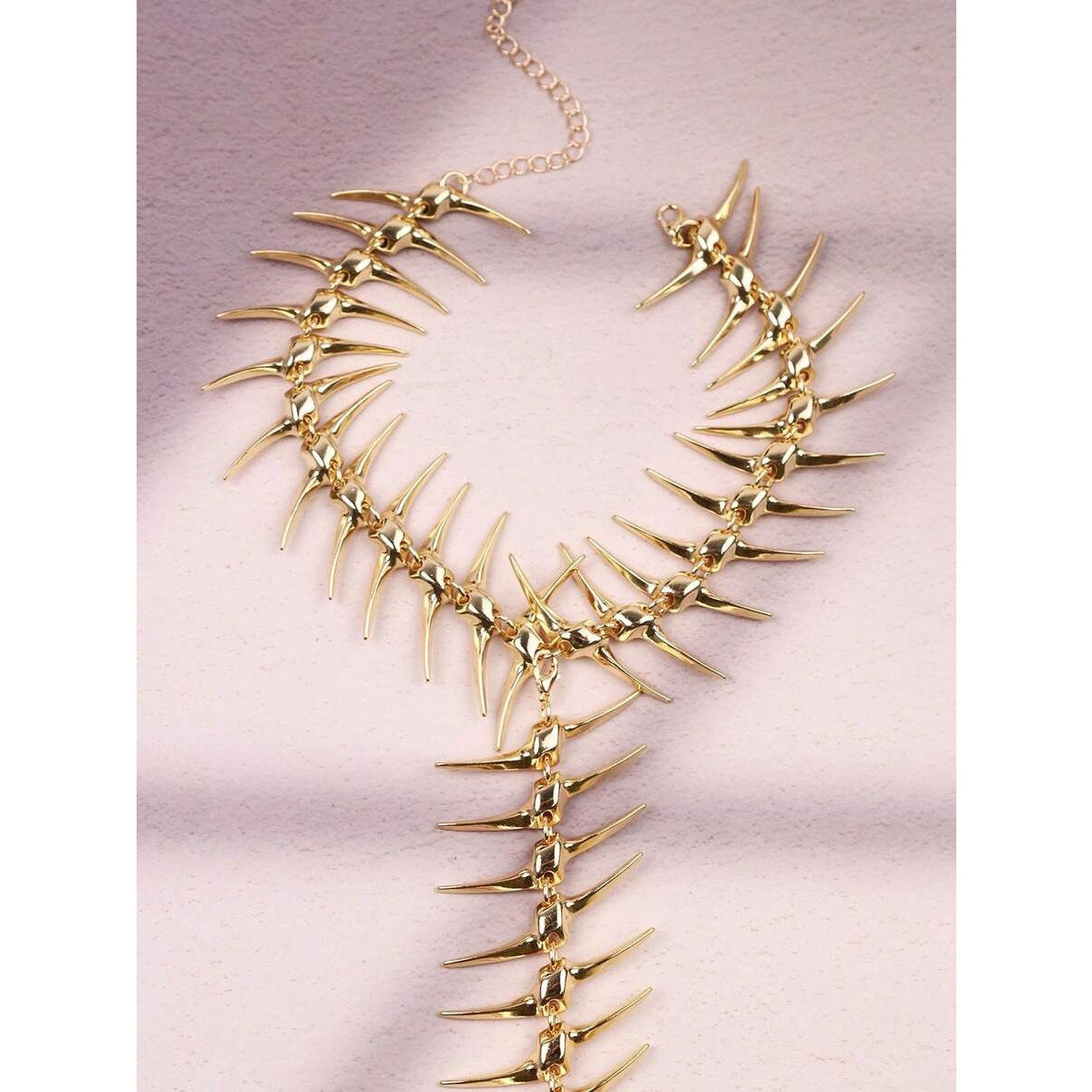 Punk Avant-garde Gold Skeleton Spine Bone Statement Choker Necklace