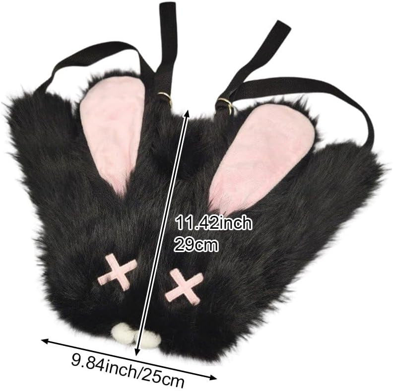 Goth Emo Punk Kawaii Bunny Rabbit Ears Fuzzy Furry Y2K Mini Backpack Bag