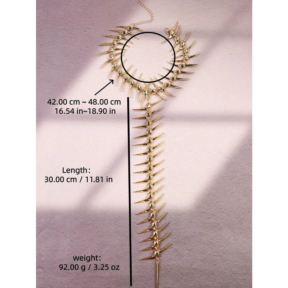 Punk Avant-garde Gold Skeleton Spine Bone Statement Choker Necklace