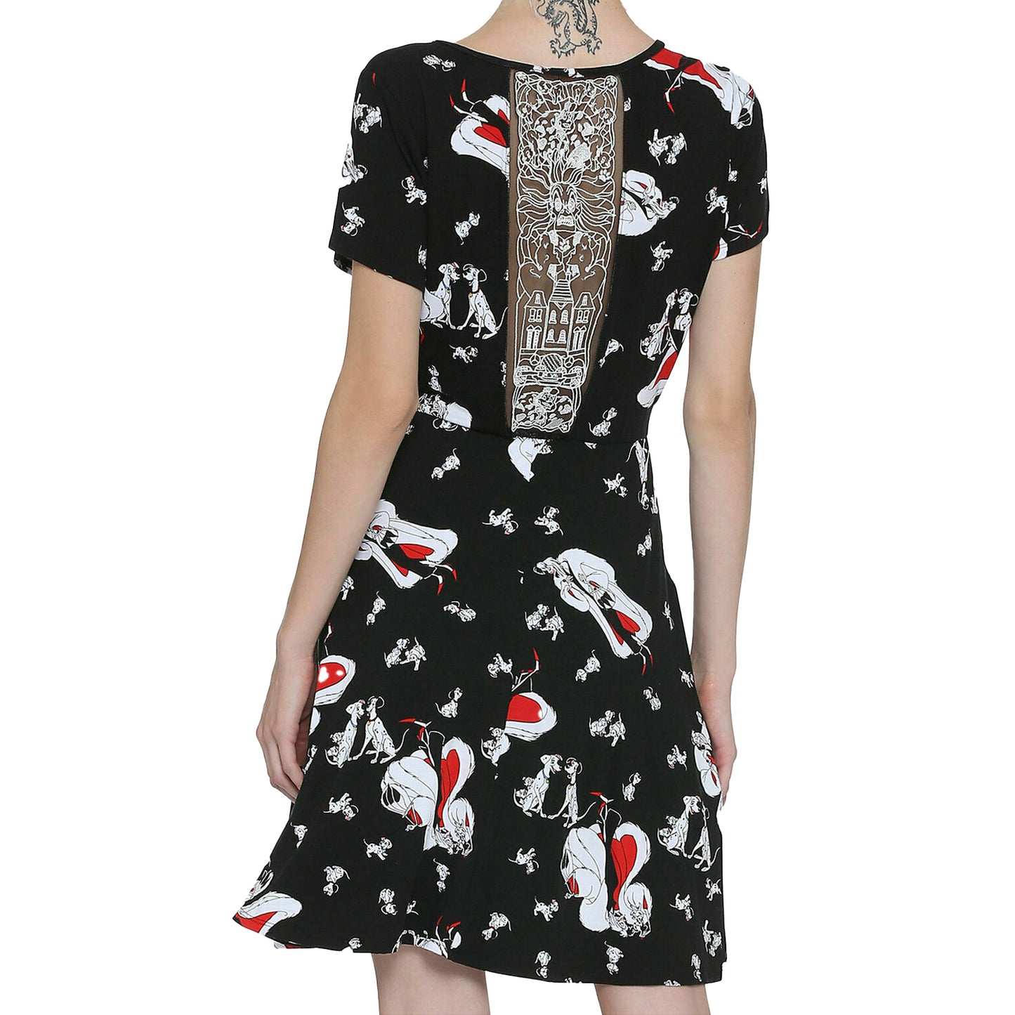 Disney 101 Dalmatians Cruella De Vil Black Dress with Lace Back XS, S, M, L