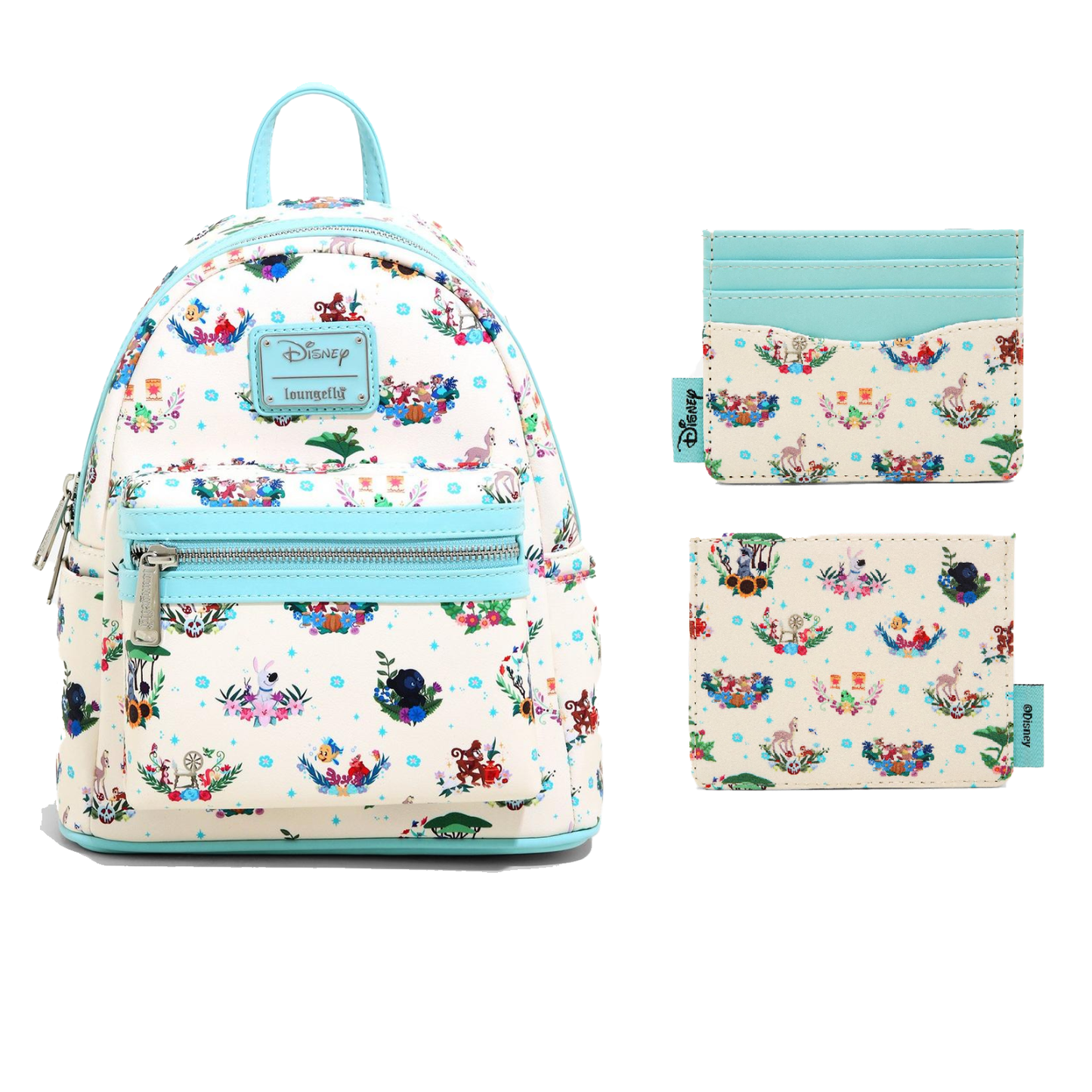 Loungefly Disney Princess Companion AOP Mini Backpack + Cardholder Set