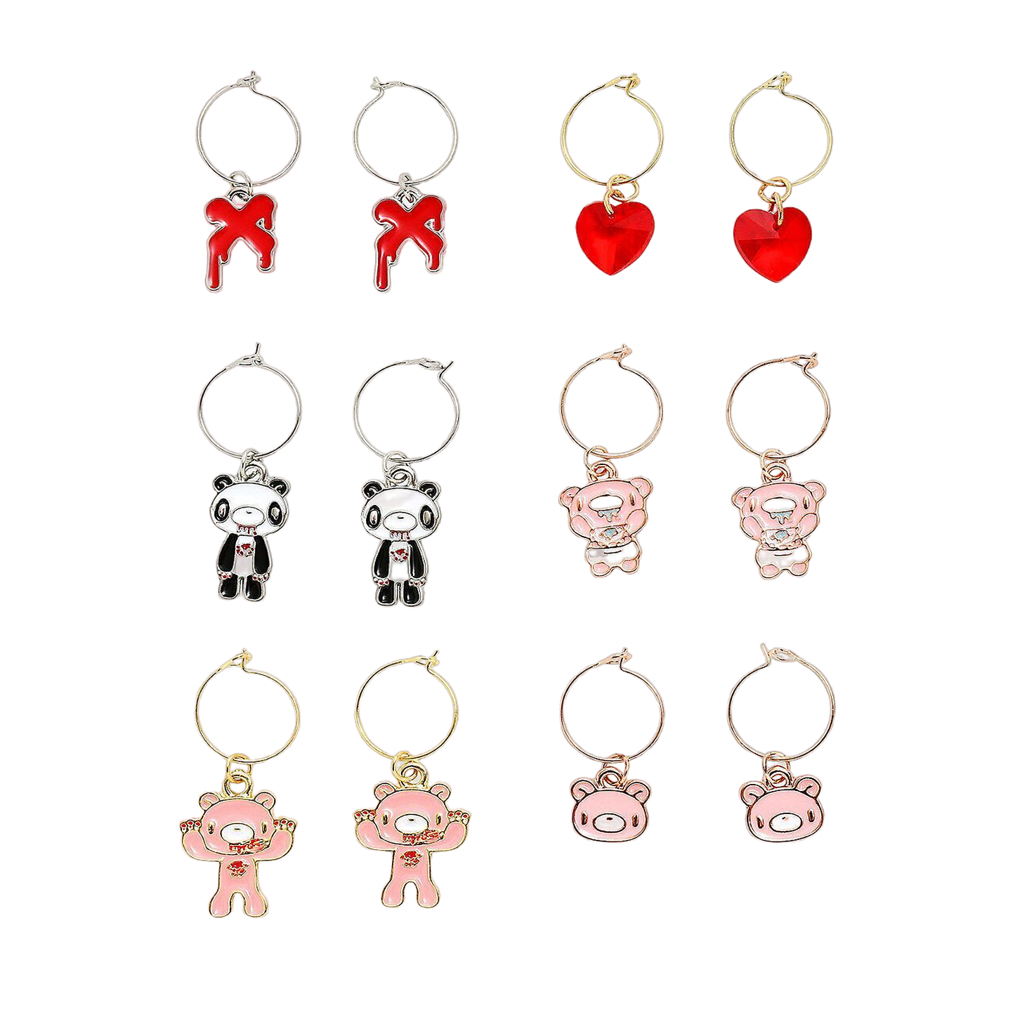 Gloomy Bear Cute Kawaii Official Licensed Charm Hoop Earring Set NWT