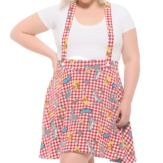 Disney Lady and the Tramp Checkered Suspender Skirt - Plus Size