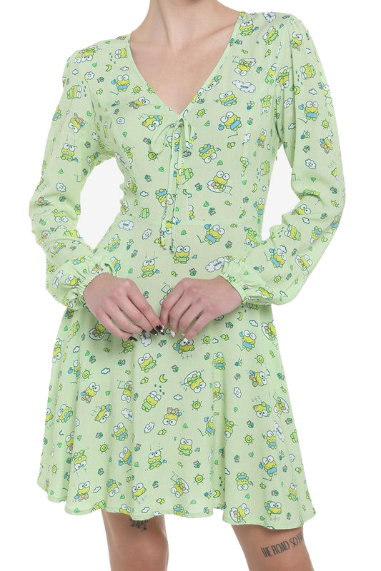 Sanrio Hello Kitty and Friends Keroppi Cute Green Summer Dress