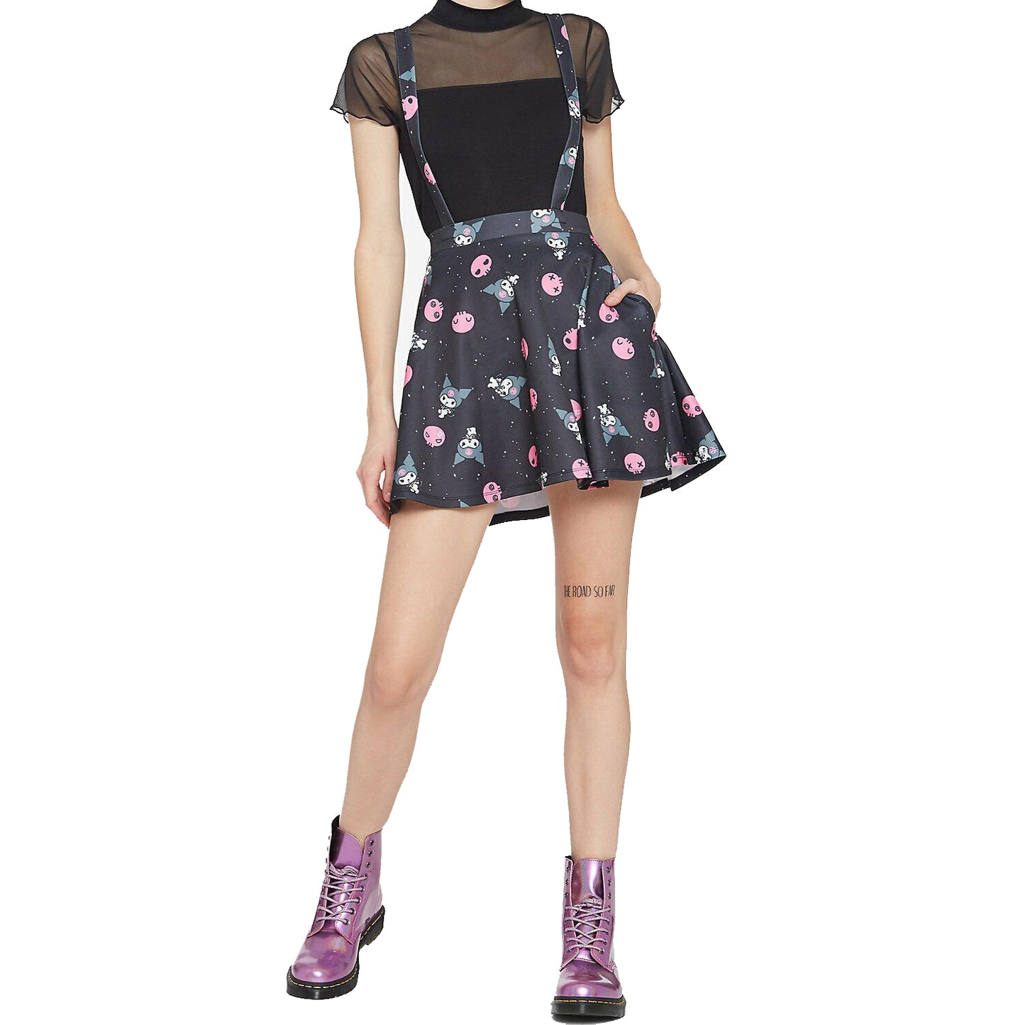 Sanrio Hello Kitty,My Melody X Kuromi Skull Suspender Skirt  S, M, L