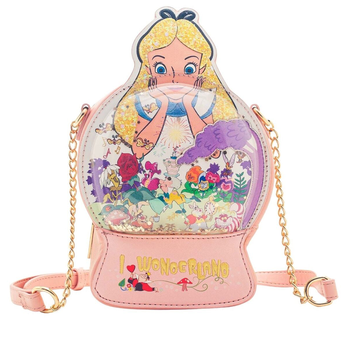 Danielle Nicole Disney Alice in Wonderland Glitter Snow Globe Crossbody Bag