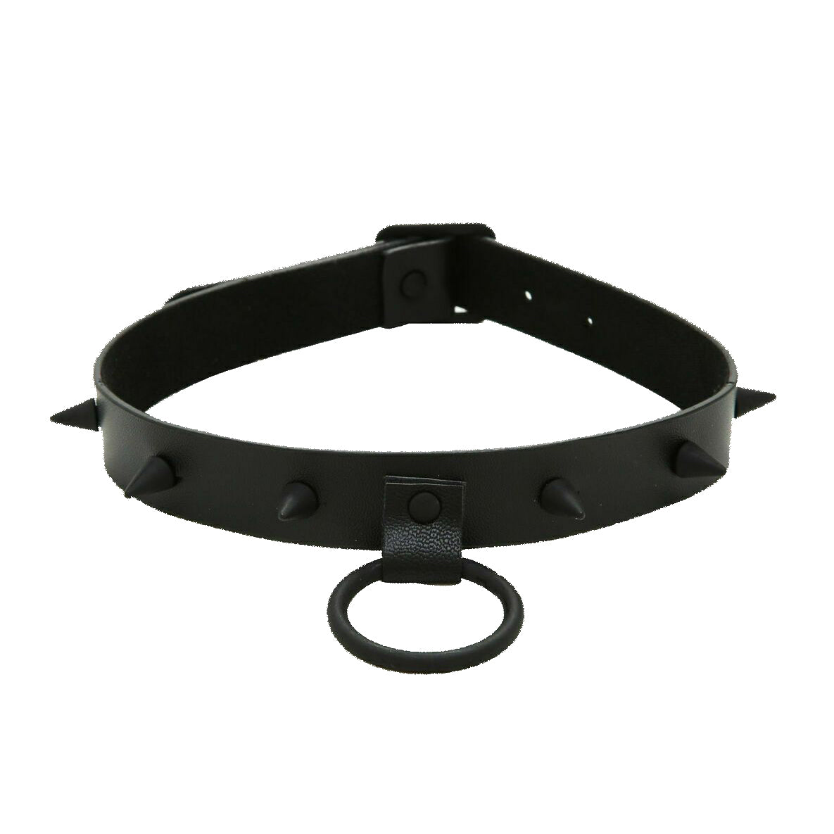 Black heart Faux Leather Spiked O ring Goth Emo Choker Necklace