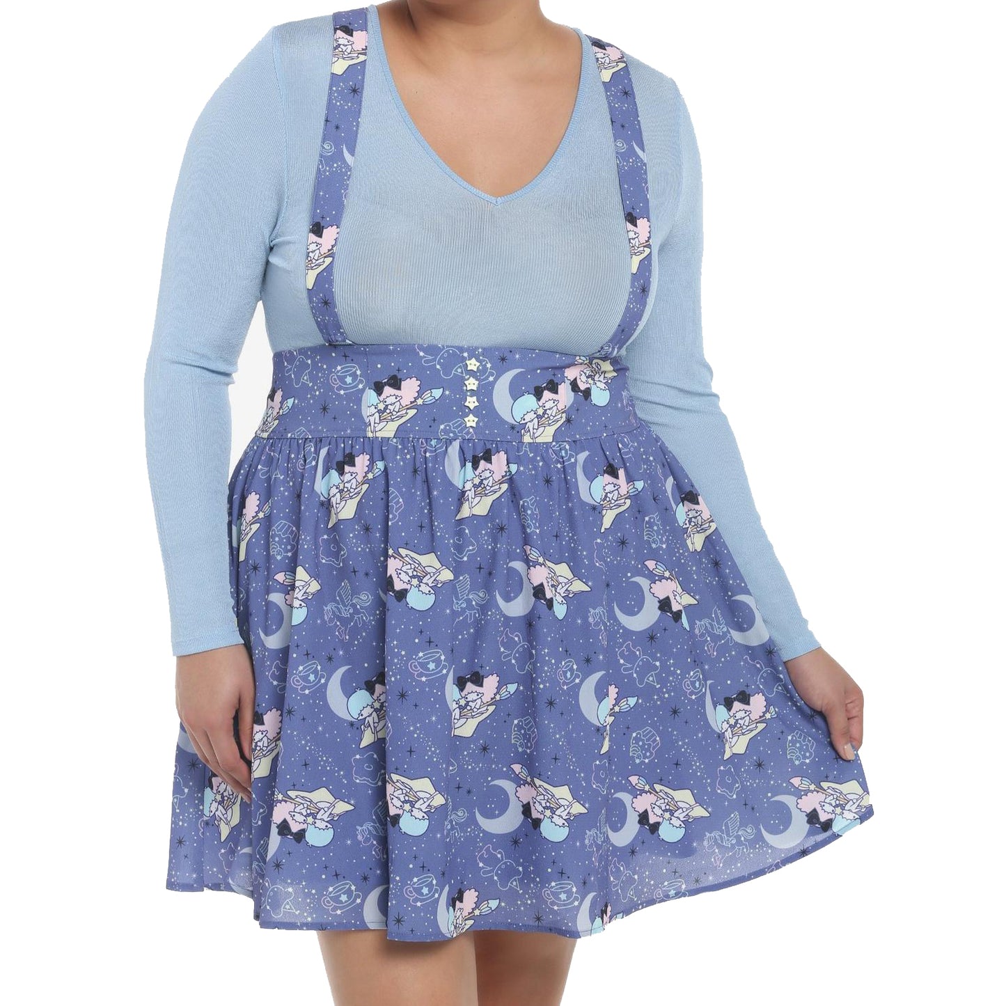 Sanrio Little Twin Stars Starry Night Sky Cresent Moon Skirt Plus Size  L, XL