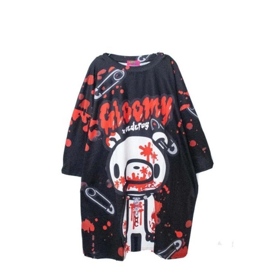 Goth Emo Punk Rock, Rocker, Oversized Gloomy Bear Black/Red or Pink XXL T shirt