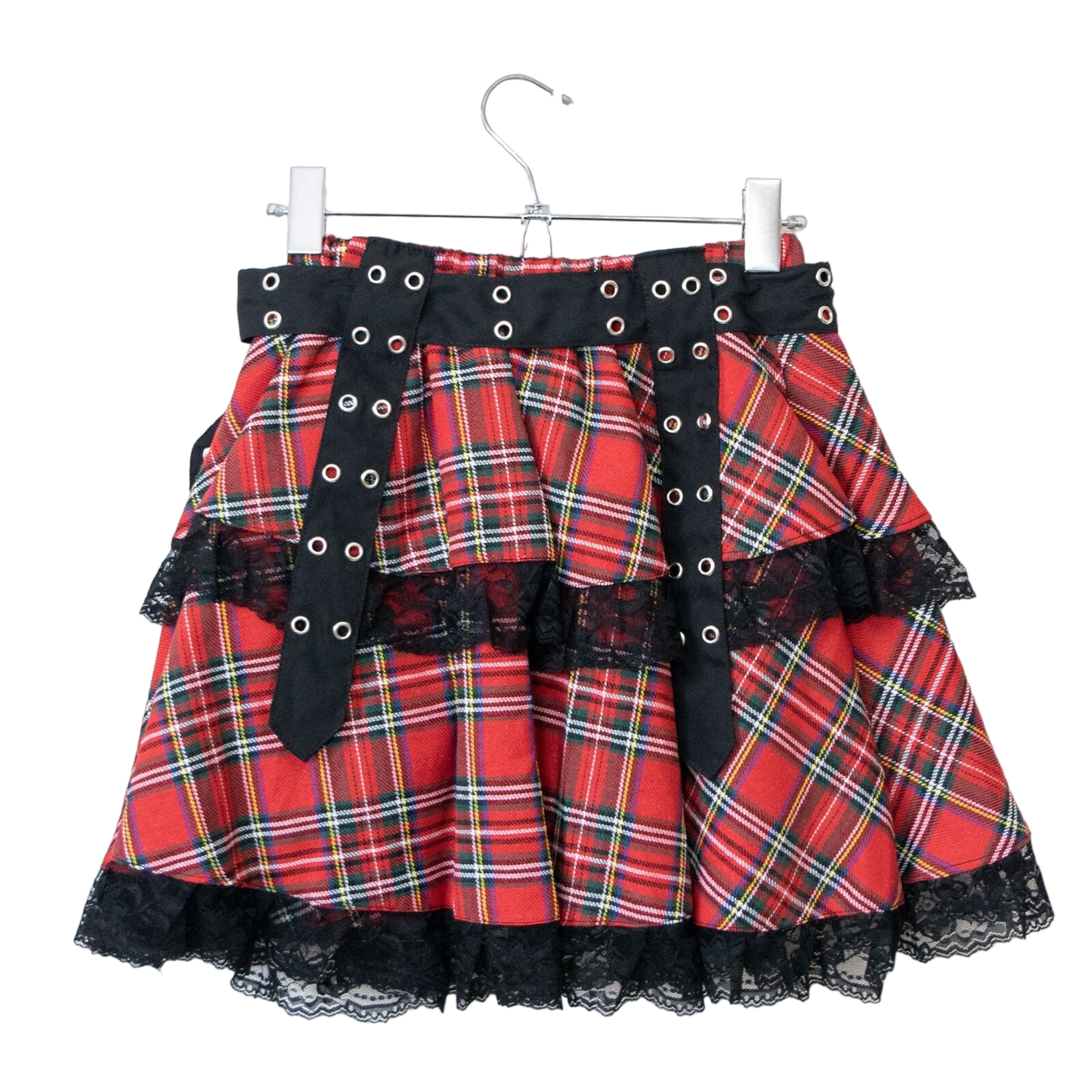 Gloomy Bear Hot Red & Black Checkered Punk Rock, Emo, Rave Skirt