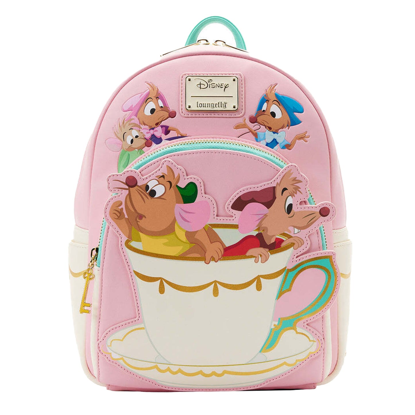 Disney Loungefly Cinderella Pink Gus and Jaq Mice Teacup Mini Backpack