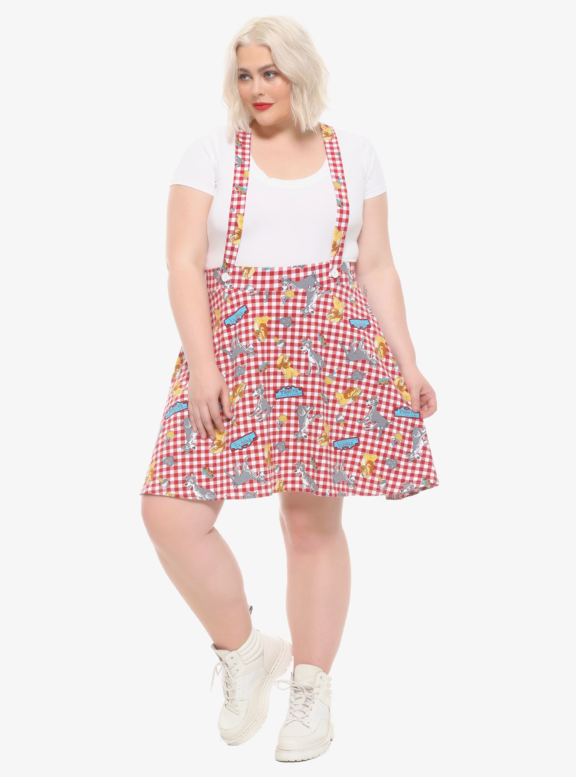 Disney Lady and the Tramp Checkered Suspender Skirt - Plus Size