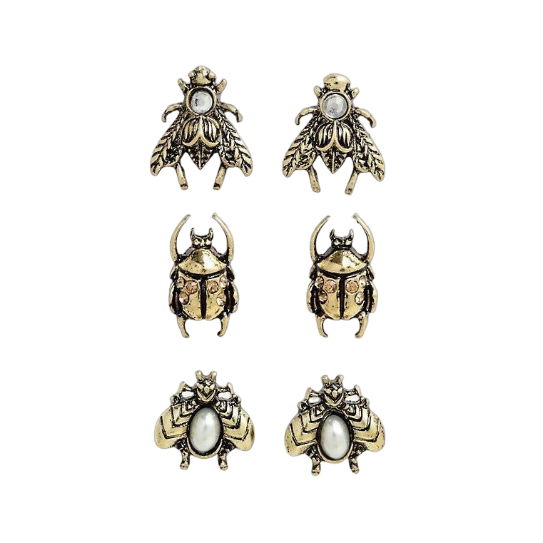 Blackheart Antique Style Bronze Bug, Insect Earrings