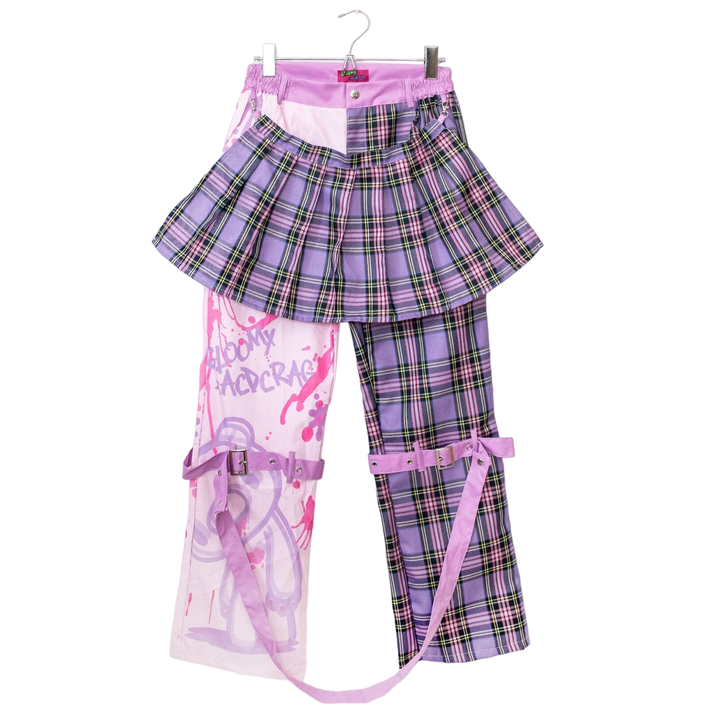 Gloomy Bear Pastel Pink & Purple Checkered Punk Rock, Emo, Rave Pants