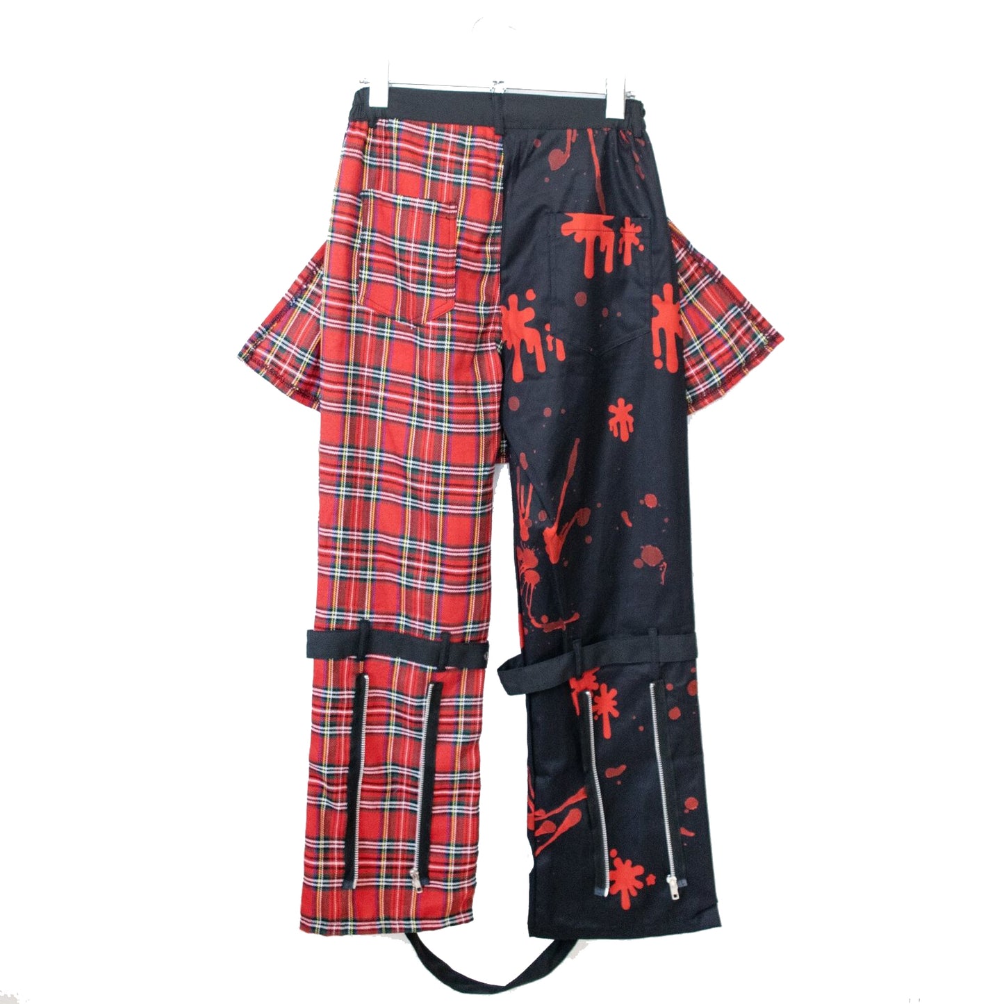 Gloomy Bear Red & Black Plaid Strappy Punk Rock, Emo, Rave faux Skirt Pants