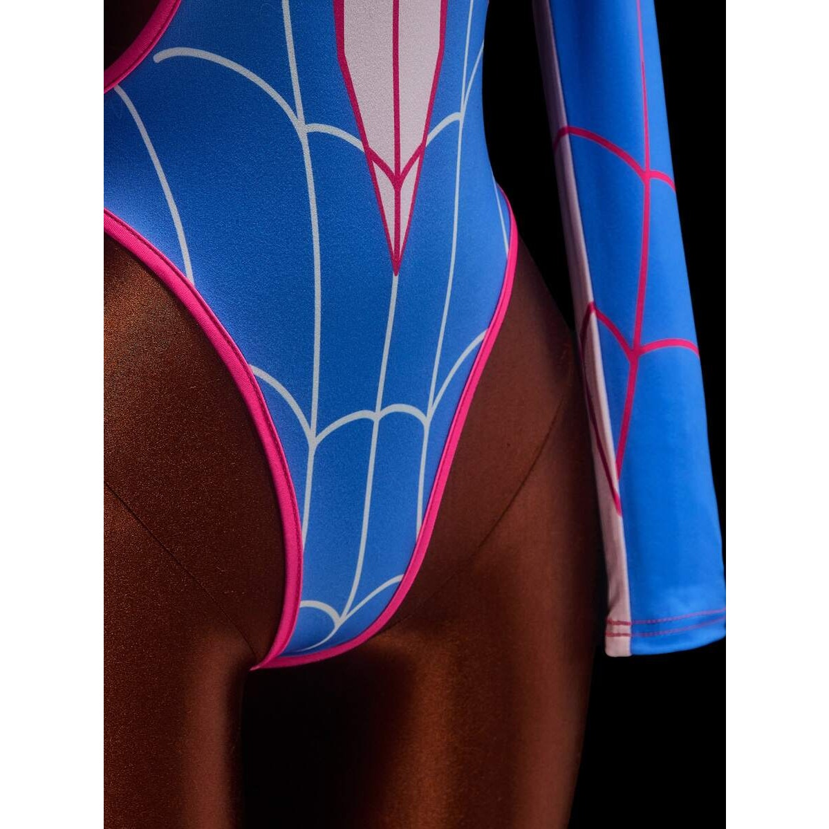 Spider Girl, Spider Woman, Blue & Pink Superhero Sexy Bodysuit Cosplay Outfit XS