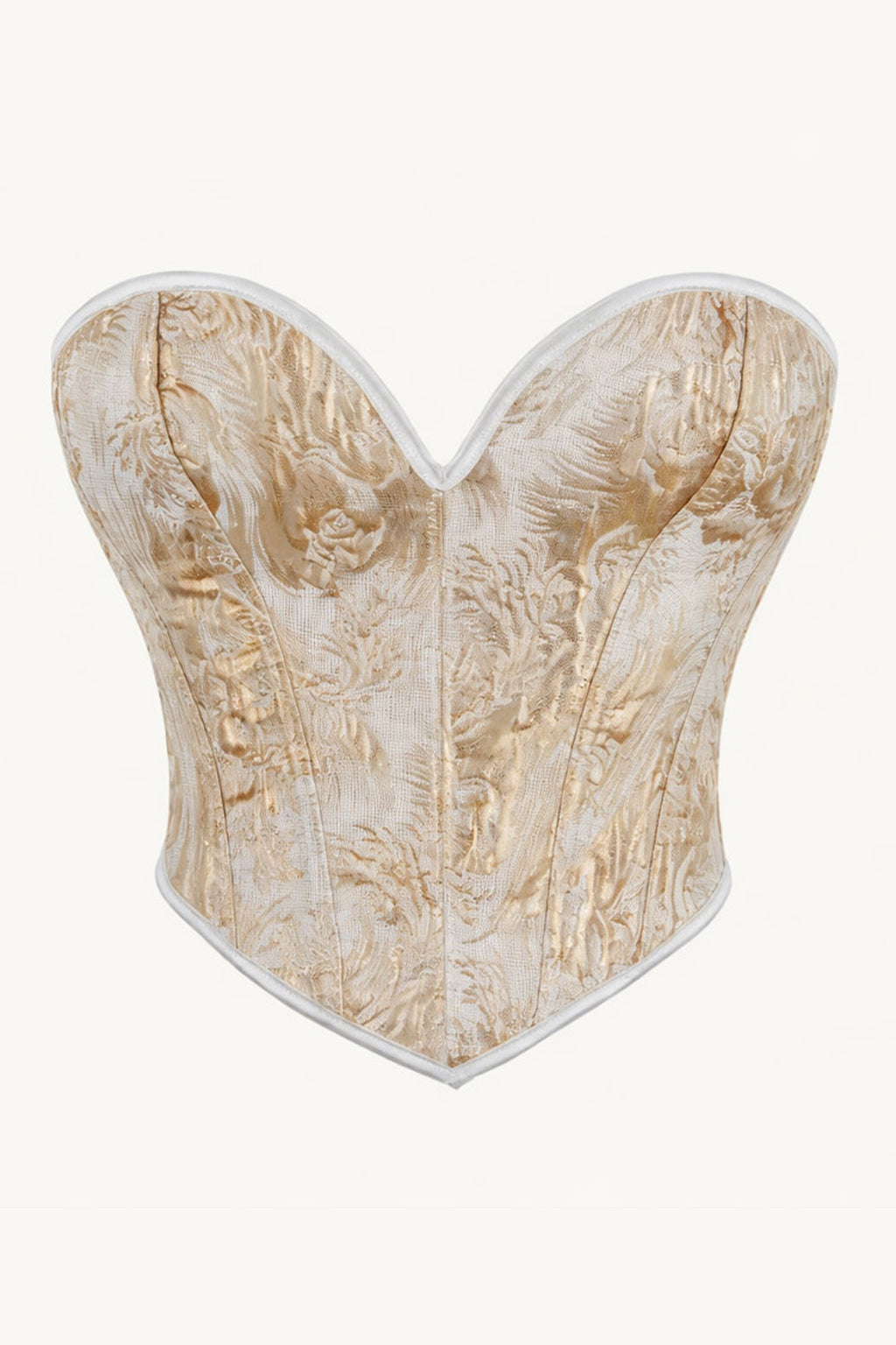 Gold & White Strapless Lace Up Corset Rococo Baroque Style Top