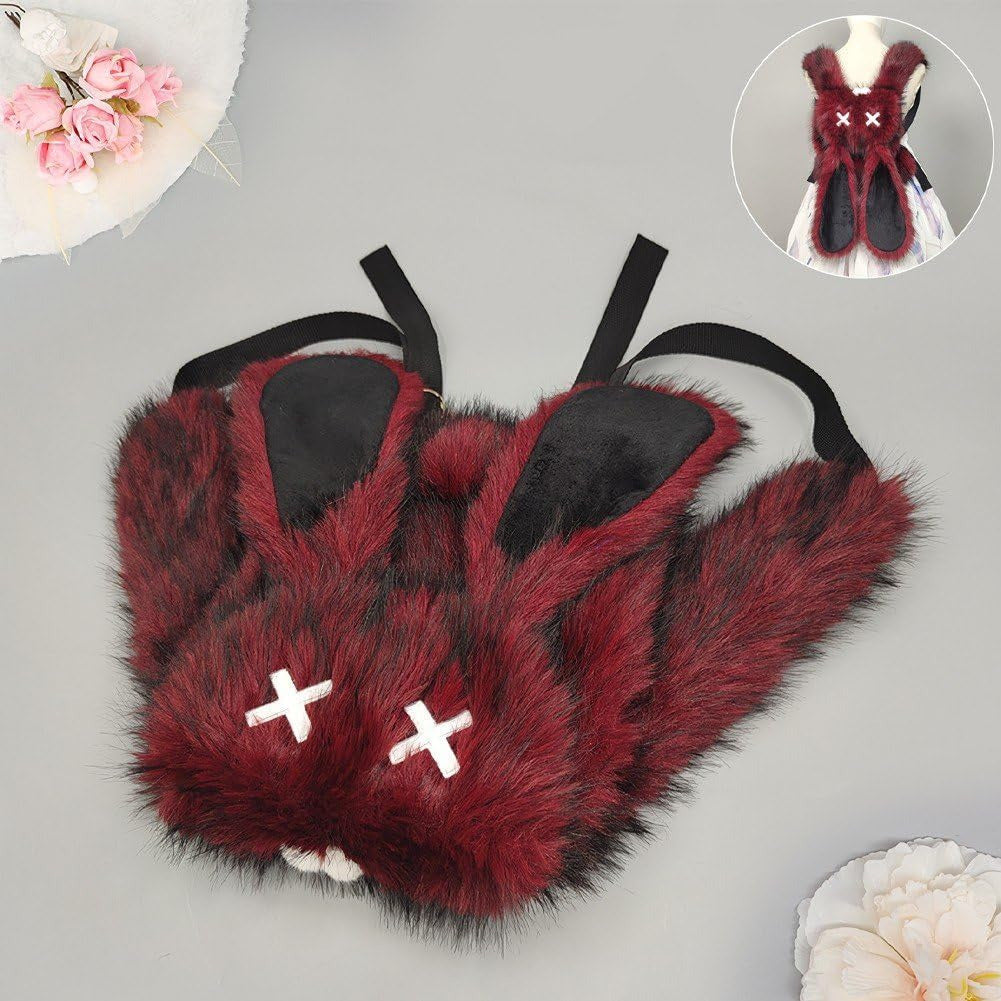 Goth Emo Punk Kawaii Bunny Rabbit Ears Fuzzy Furry Y2K Mini Backpack Bag