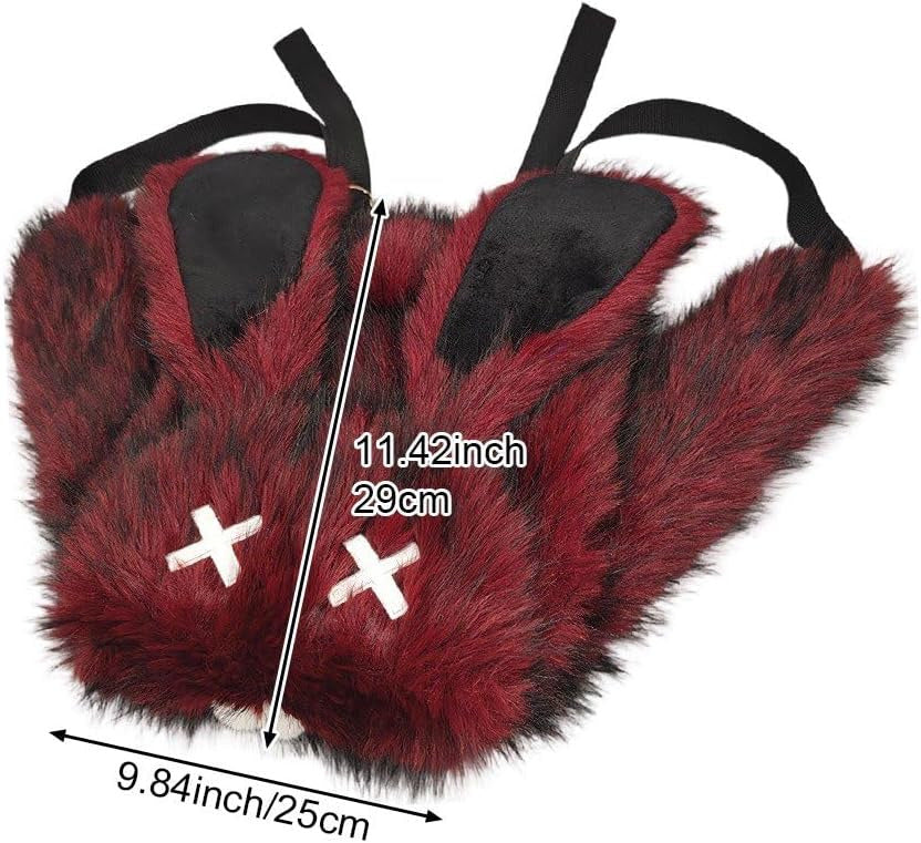 Goth Emo Punk Kawaii Bunny Rabbit Ears Fuzzy Furry Y2K Mini Backpack Bag
