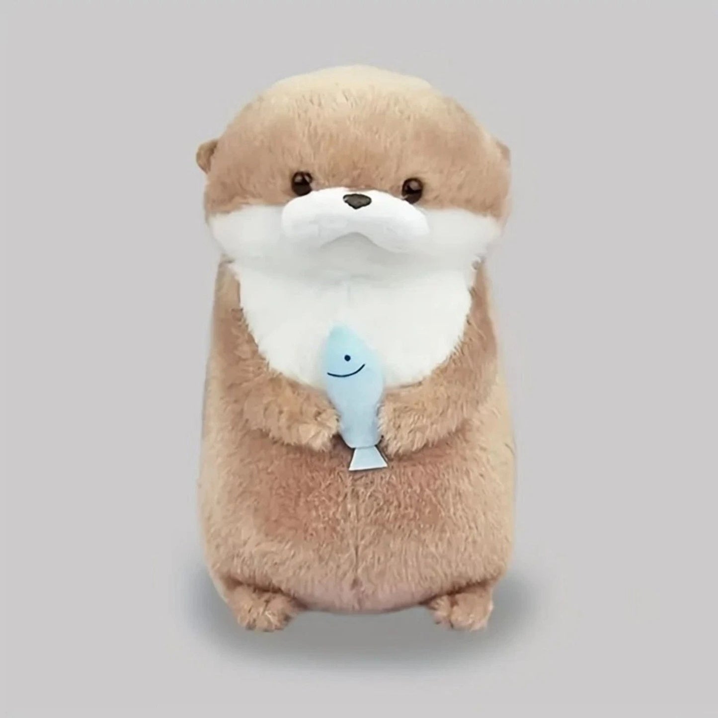 Mini Otter Plush Toy with Fish – 4.3" Kawaii Soft Stuffed Animal Doll – Cute