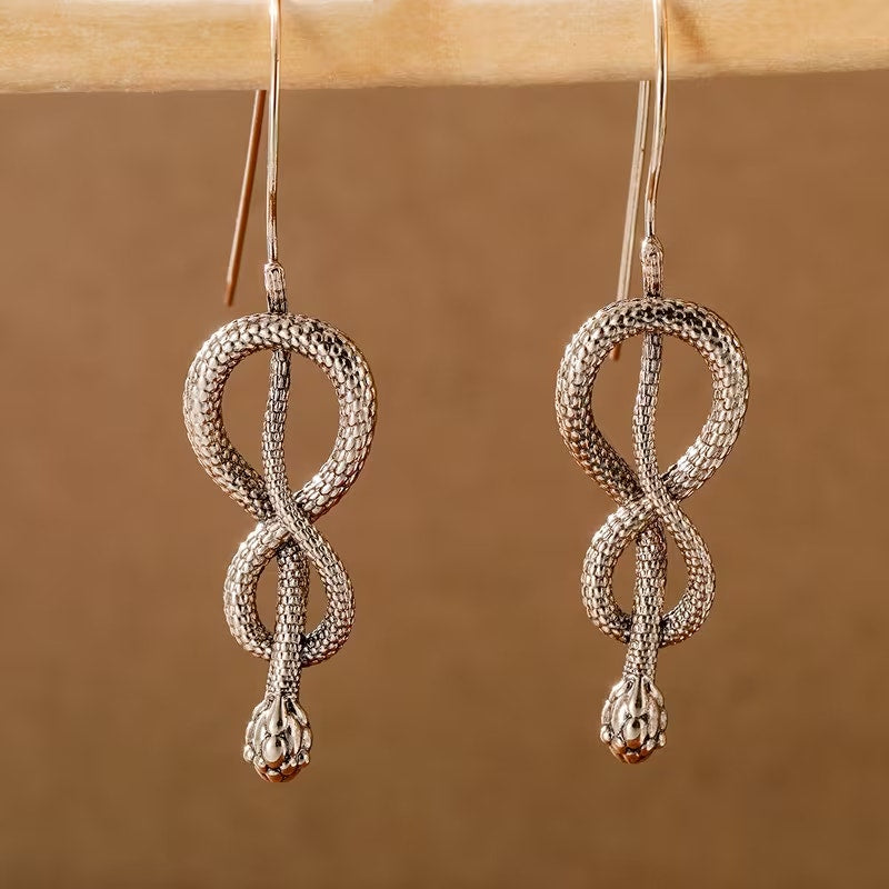 Gold Snake Drop Earrings Dangle Serpent Jewelry Minimalist Statement Earrings