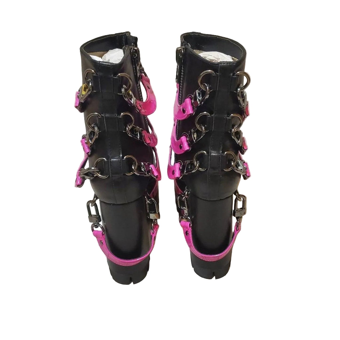 Current Mood Goth Emo Rave Sexy Pink and Black Platform Boots