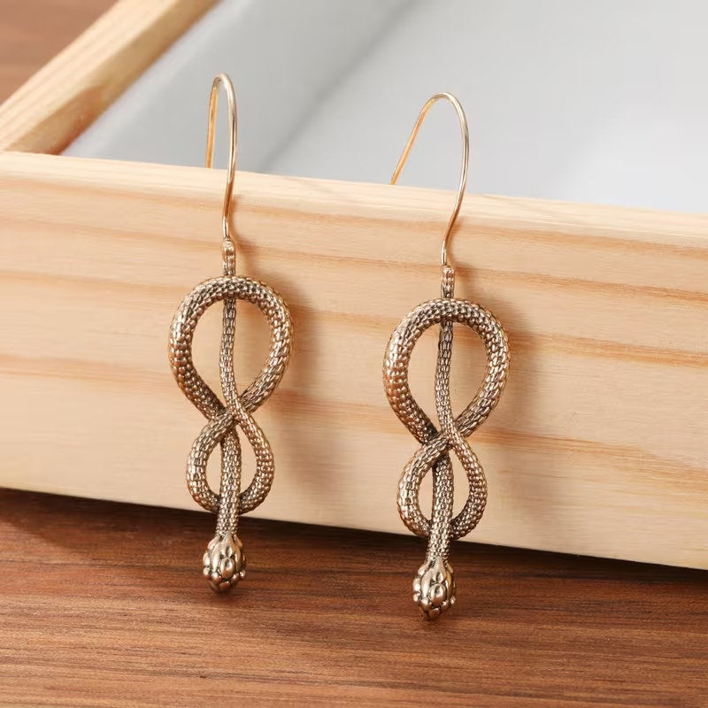 Gold Snake Drop Earrings Dangle Serpent Jewelry Minimalist Statement Earrings