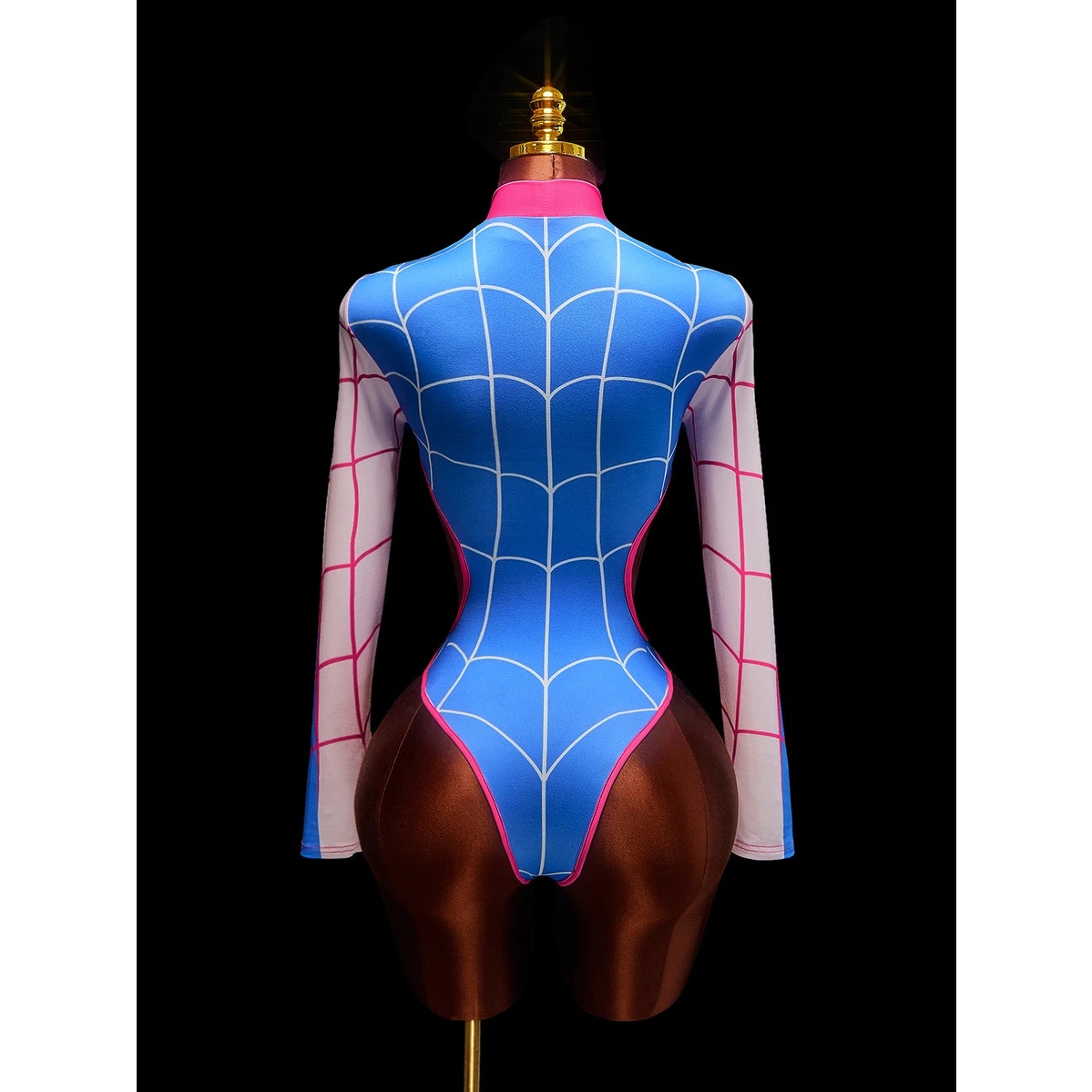Spider Girl, Spider Woman, Blue & Pink Superhero Sexy Bodysuit Cosplay Outfit XS