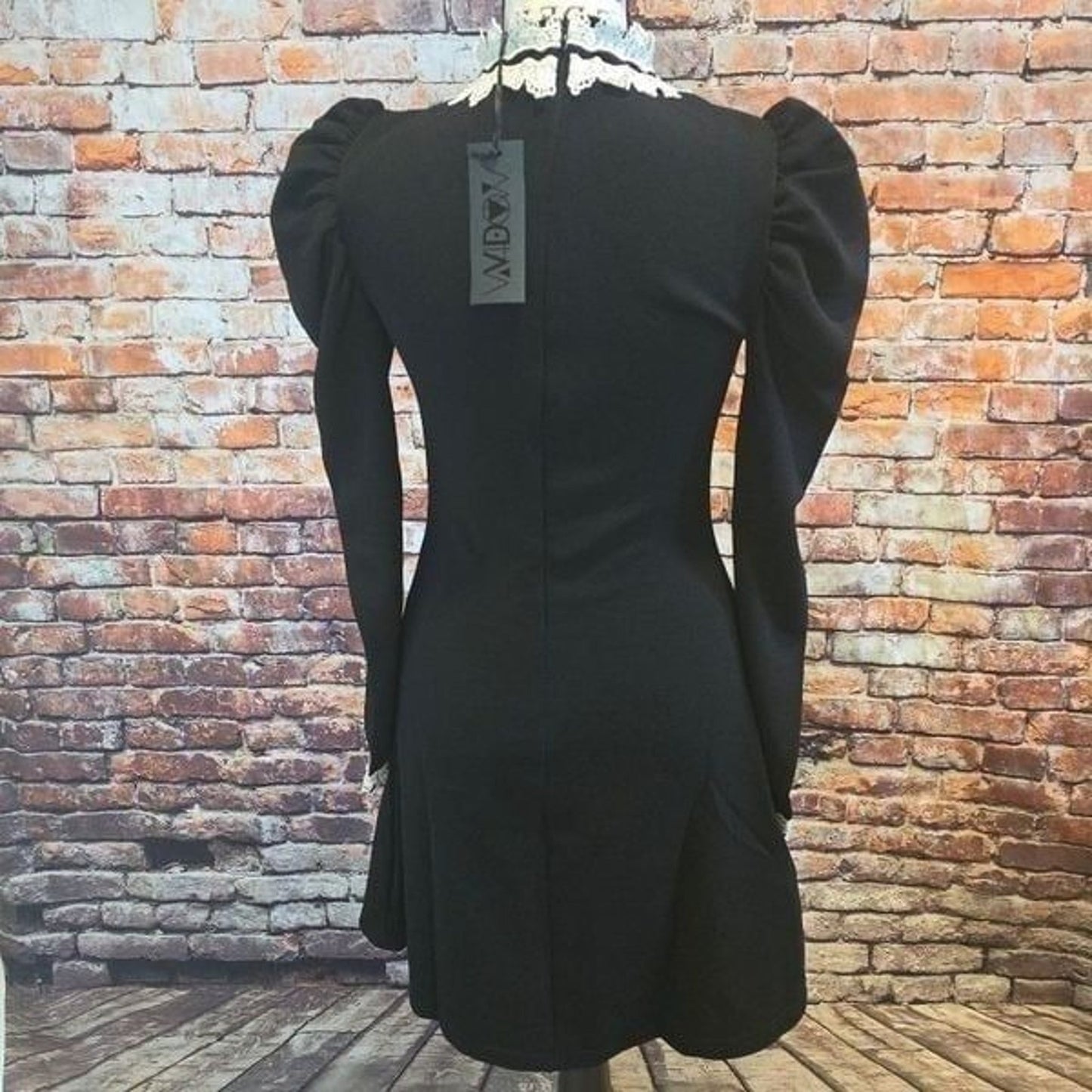 DollsKill Widow Goth Emo Baby Doll Wednesday Addams Mini Skirt Dress SMALL