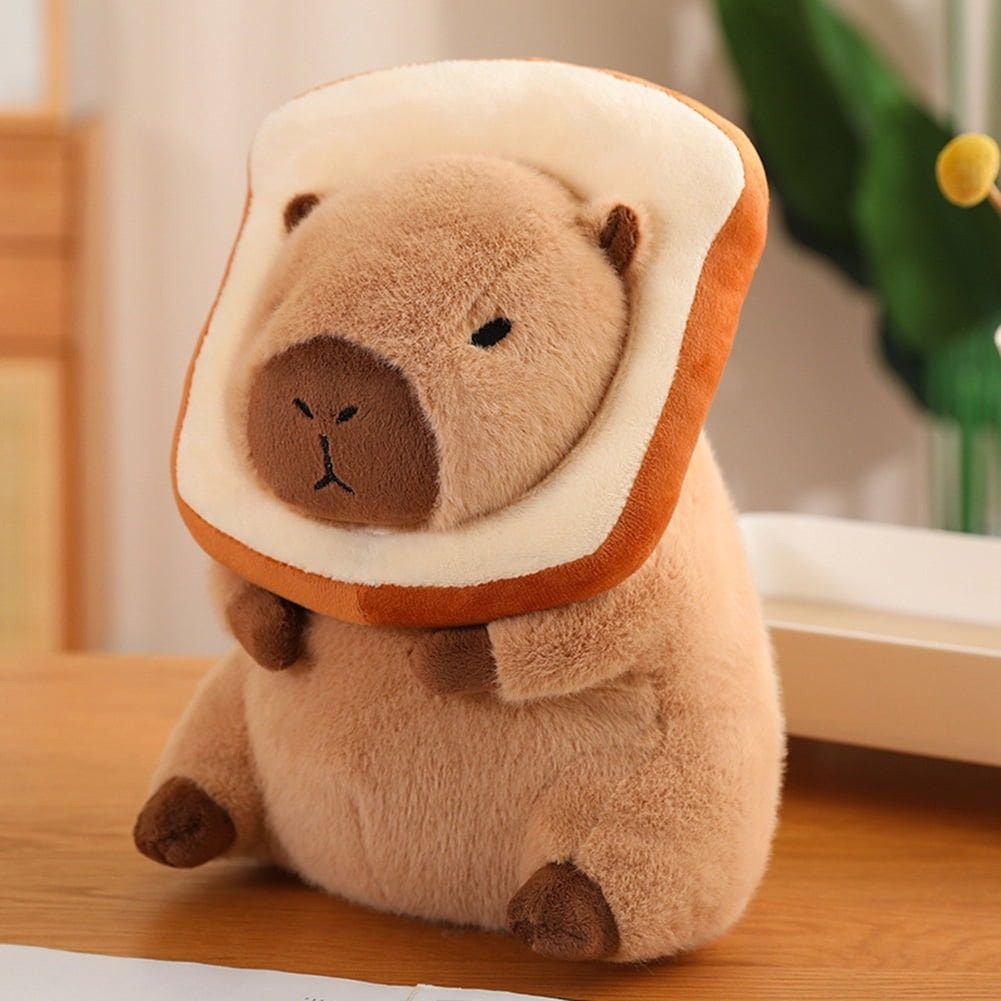 Cute Capybara Plush Toy with Toast Hat – 11.8" Soft Stuffed Animal Pillow