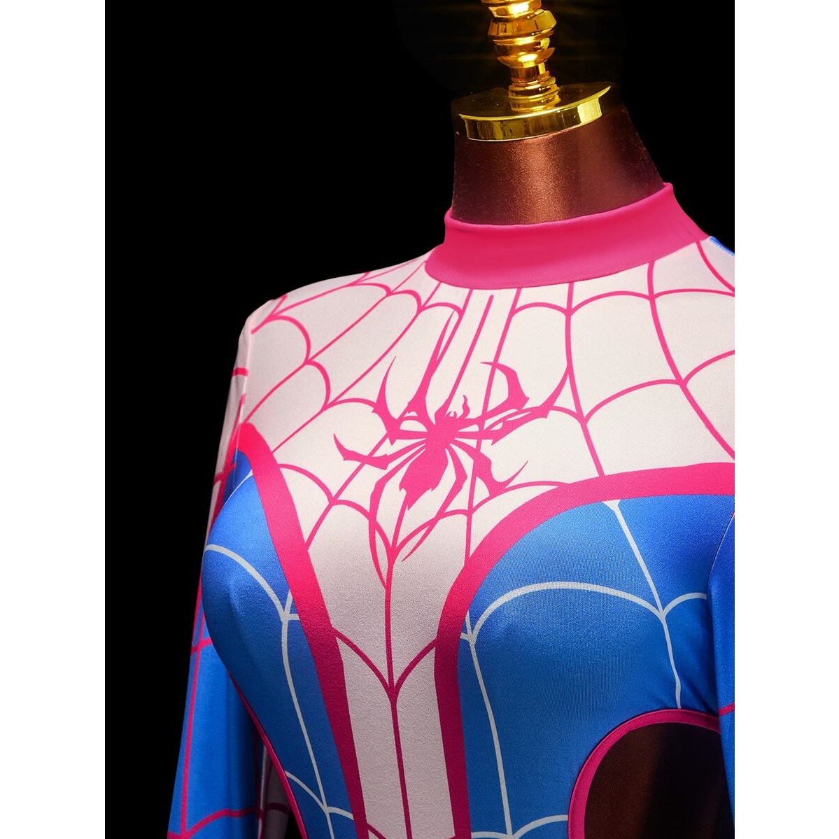 Spider Girl, Spider Woman, Blue & Pink Superhero Sexy Bodysuit Cosplay Outfit XS