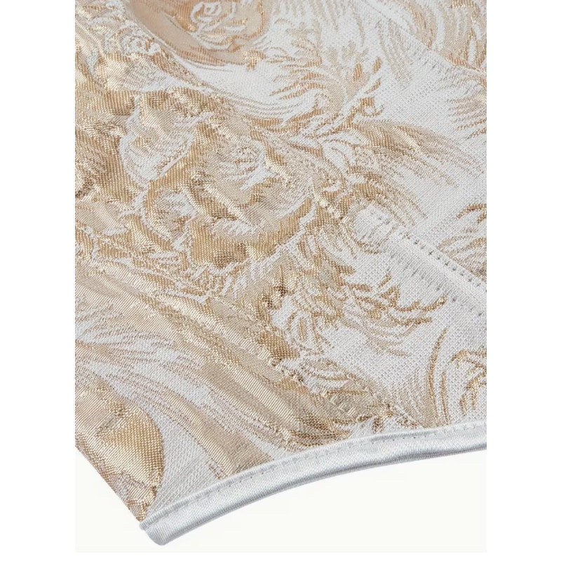 Gold & White Strapless Lace Up Corset Rococo Baroque Style Top