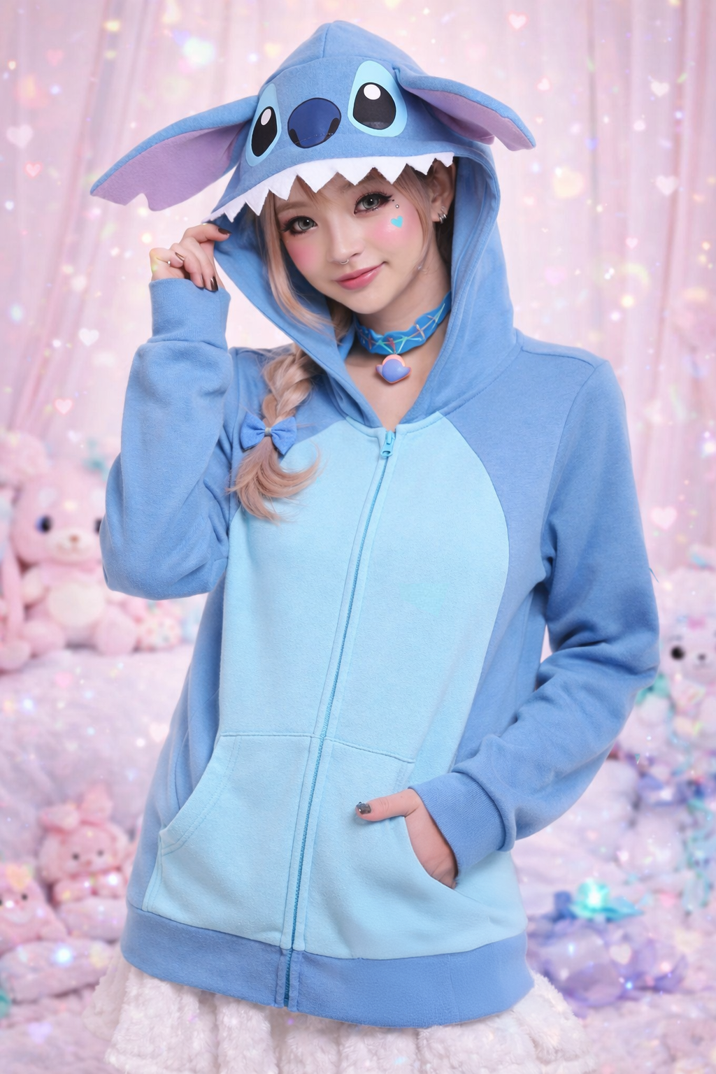 Disney Lilo & Stitch, Stitch Ears Hood Blue Cosplay Hoodie