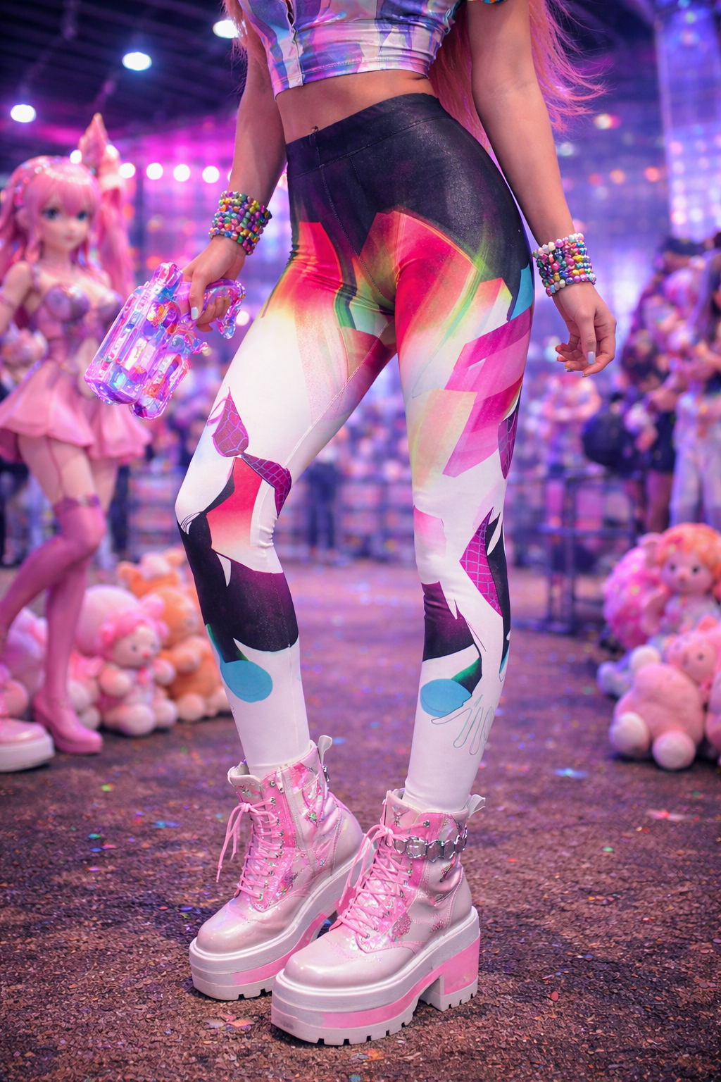 Marvel Spiderman SpiderGwen, Gwen Stacy Rainbow Geometric Spiderwoman Leggings