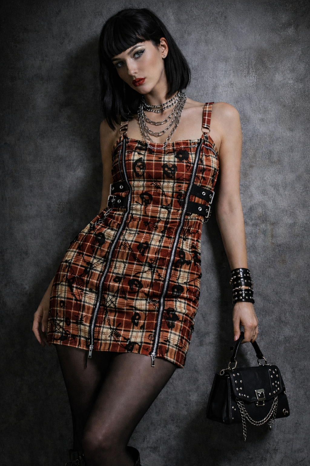 Current Mood Emo Punk Rock Plaid Mini Dress