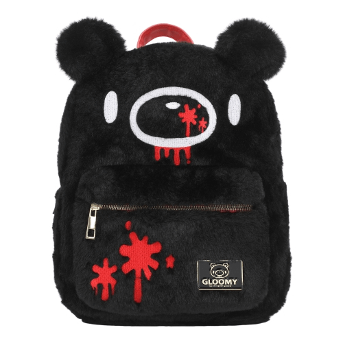 Bioworld Mori Chack Gloomy Bear Figural Black Fuzzy Plush Mini Backpack