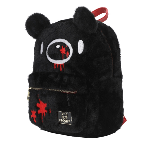 Bioworld Mori Chack Gloomy Bear Figural Black Fuzzy Plush Mini Backpack